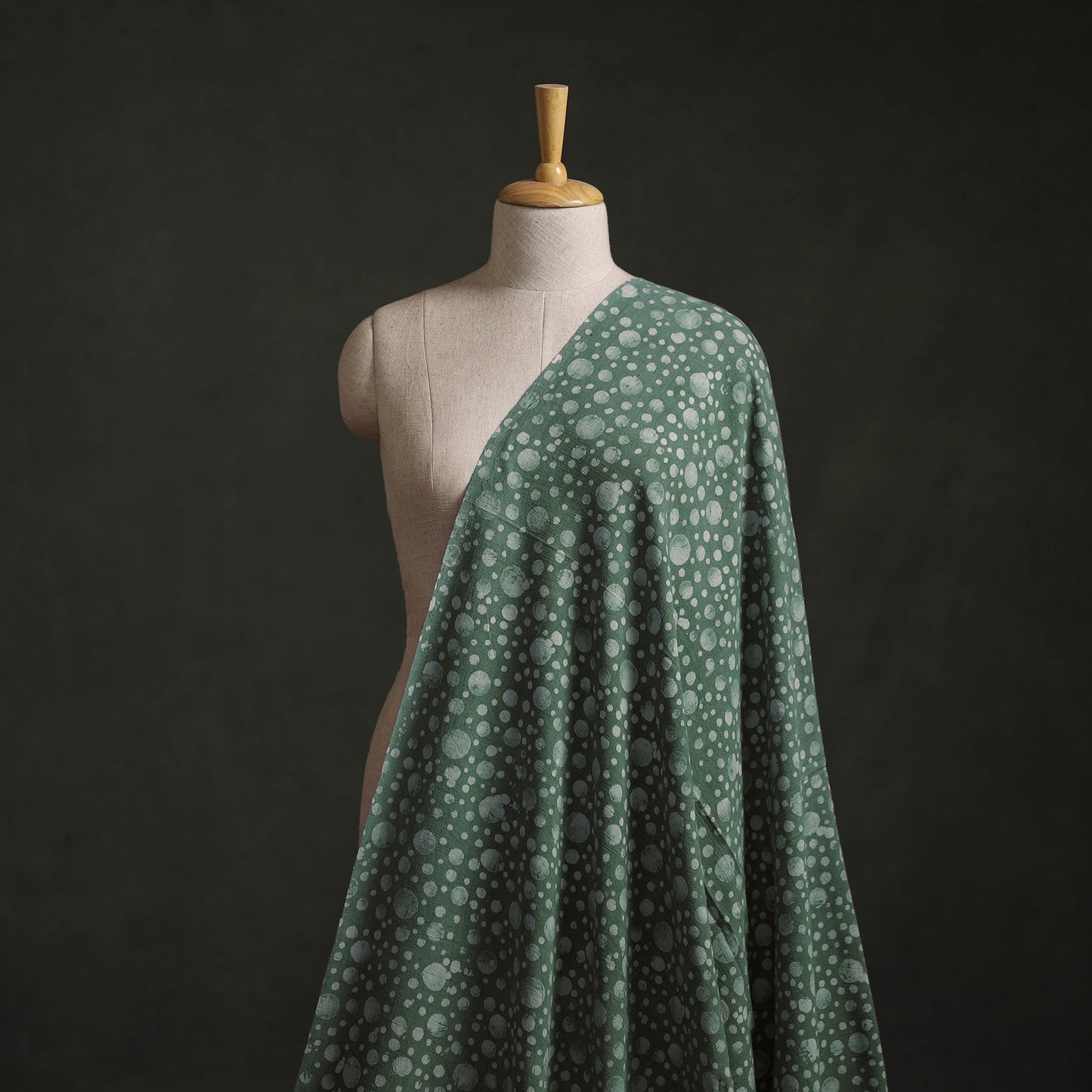 Green - Authentic Kutch Hand Block Batik Print Pure Handwoven Natural Dyed Kala Cotton Fabric 55