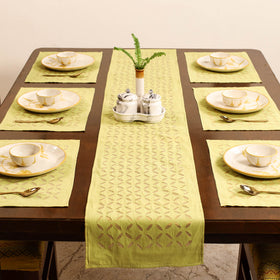 Barmer Applique Cutwork Dining Table Runner with Mat Set 47
