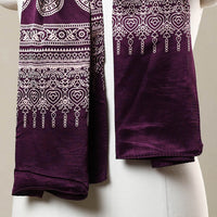 Purple - Printed Mashru Silk Ajrakh Stole 08