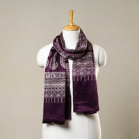 Purple - Printed Mashru Silk Ajrakh Stole 08