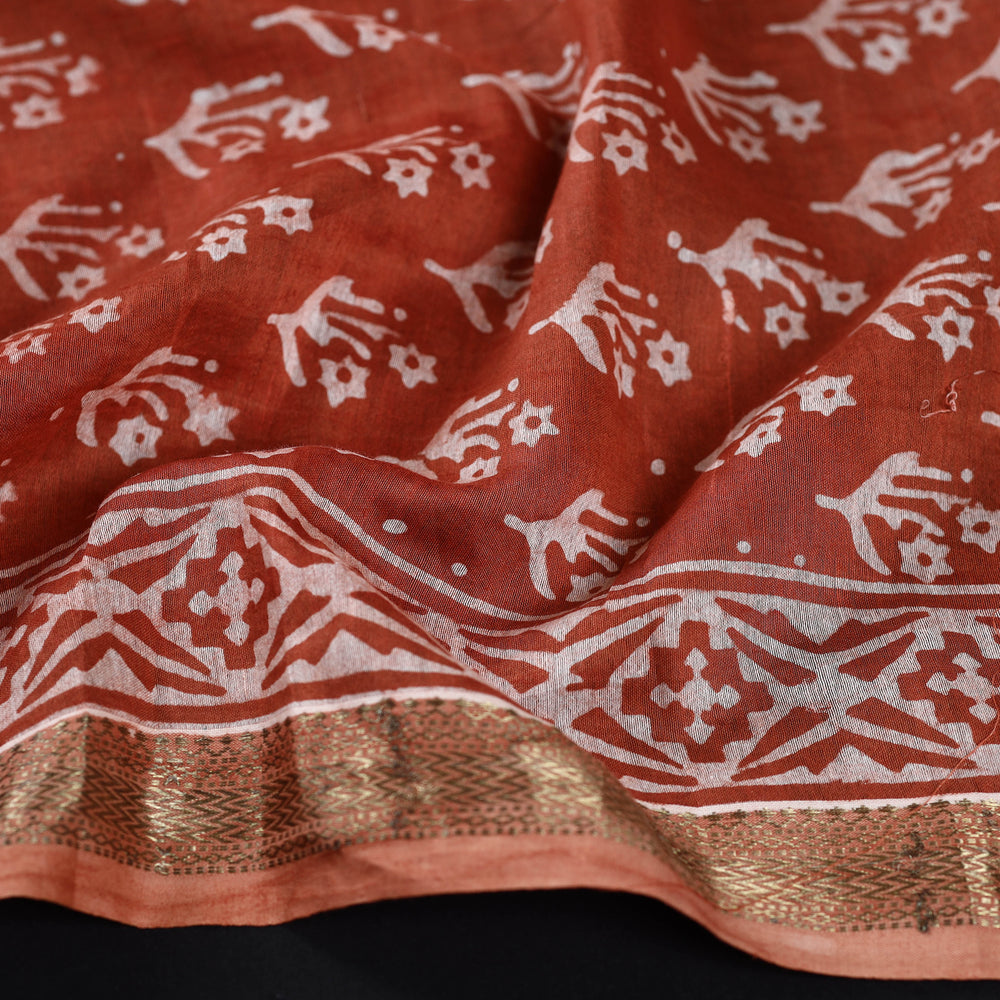 Orange - Bagru Block Printed Cotton Blouse Piece 04