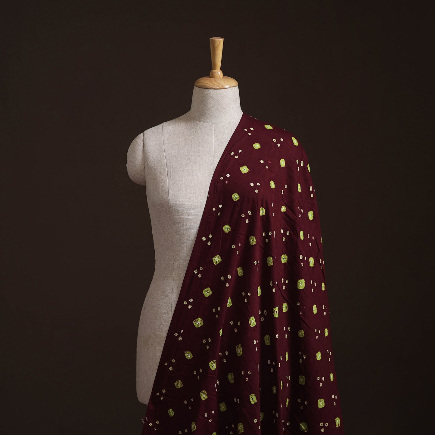 Maroon - Kutch Tie-Dye Satin Cotton Bandhani Fabric 31