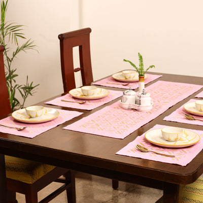 Barmer Applique Cutwork Dining Table Runner with Mat Set 48