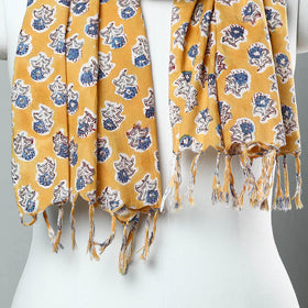  Sanganeri Block Printed Cotton Stole with Tassels 162 Online at iTokri.com