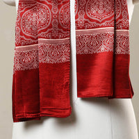 Red - Printed Mashru Silk Ajrakh Stole 11