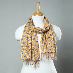  Sanganeri Block Printed Cotton Stole with Tassels 162 Online at iTokri.com