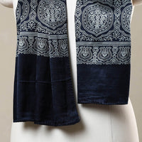 Blue - Printed Mashru Silk Ajrakh Stole 12