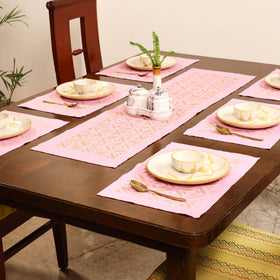 Barmer Applique Cutwork Dining Table Runner with Mat Set 48