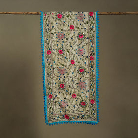 Blue Chanderi Silk Hand Embroidered Stole