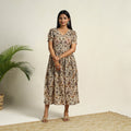 Pedana Block Print Mul Cotton Flared Kalamkari Dress