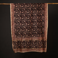 Black - Pedana Kalamkari Block Printed Handloom Chanderi Silk Dupatta with Zari Border 70