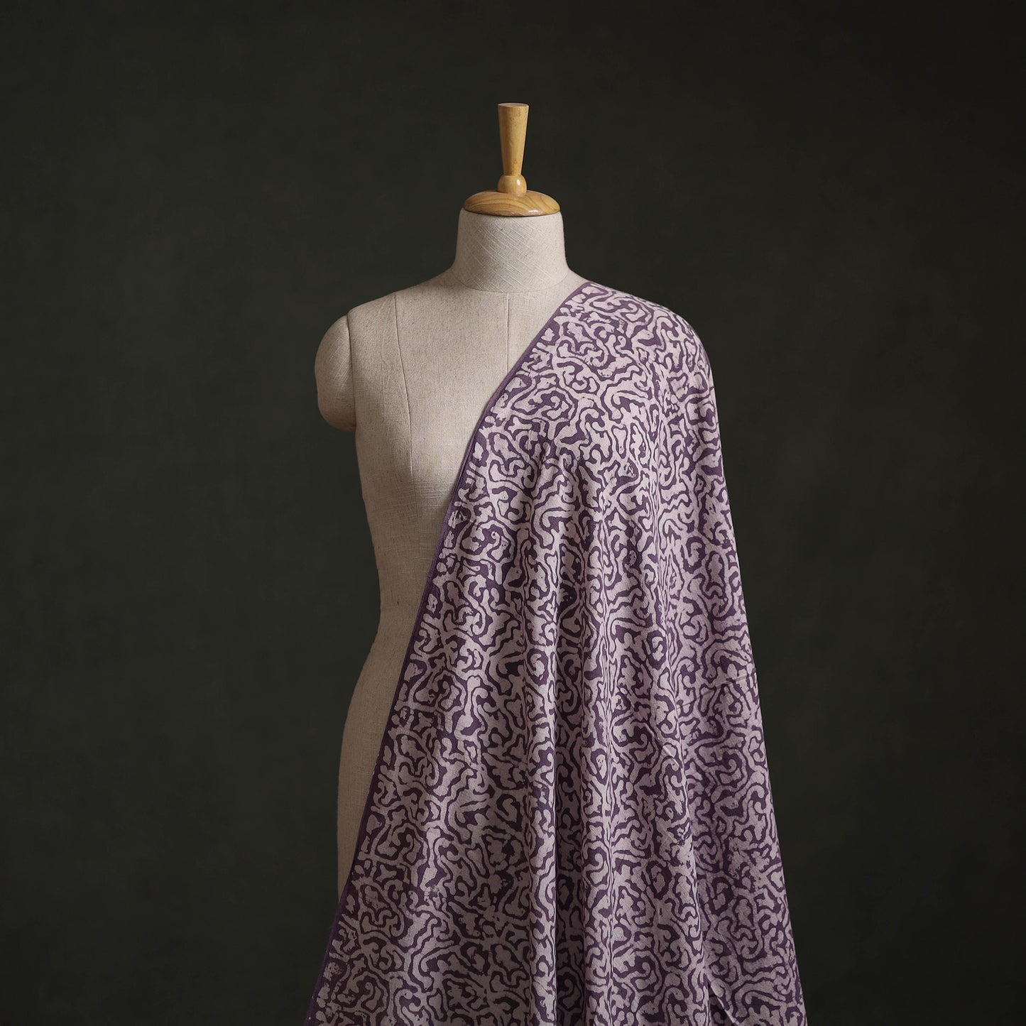 Purple - Authentic Kutch Hand Block Batik Print Pure Handwoven Natural Dyed Kala Cotton Fabric 46