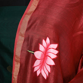 Red - chanderi silk handpainted pichwai dupatta 06