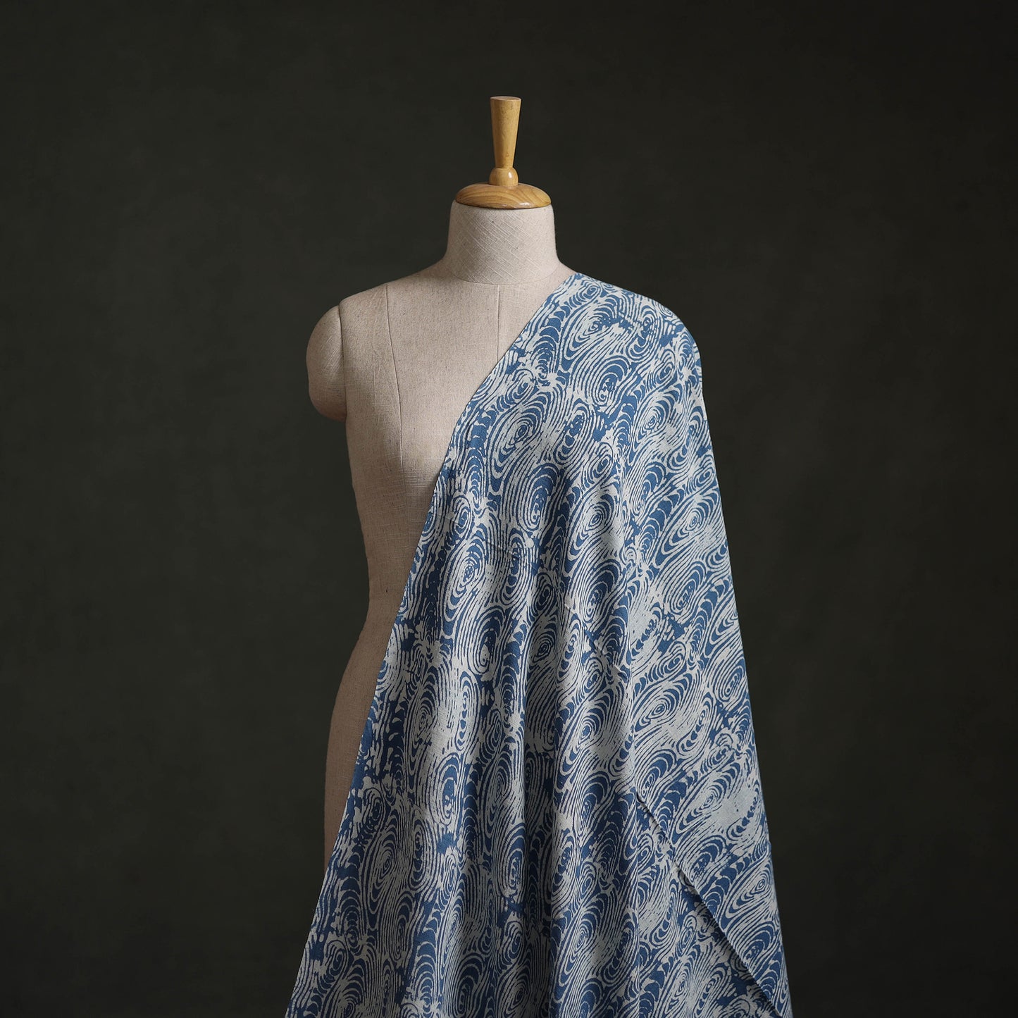 Blue - Authentic Kutch Hand Block Batik Print Pure Handwoven Natural Dyed Kala Cotton Fabric 47