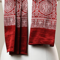 Red - Printed Mashru Silk Ajrakh Stole 15