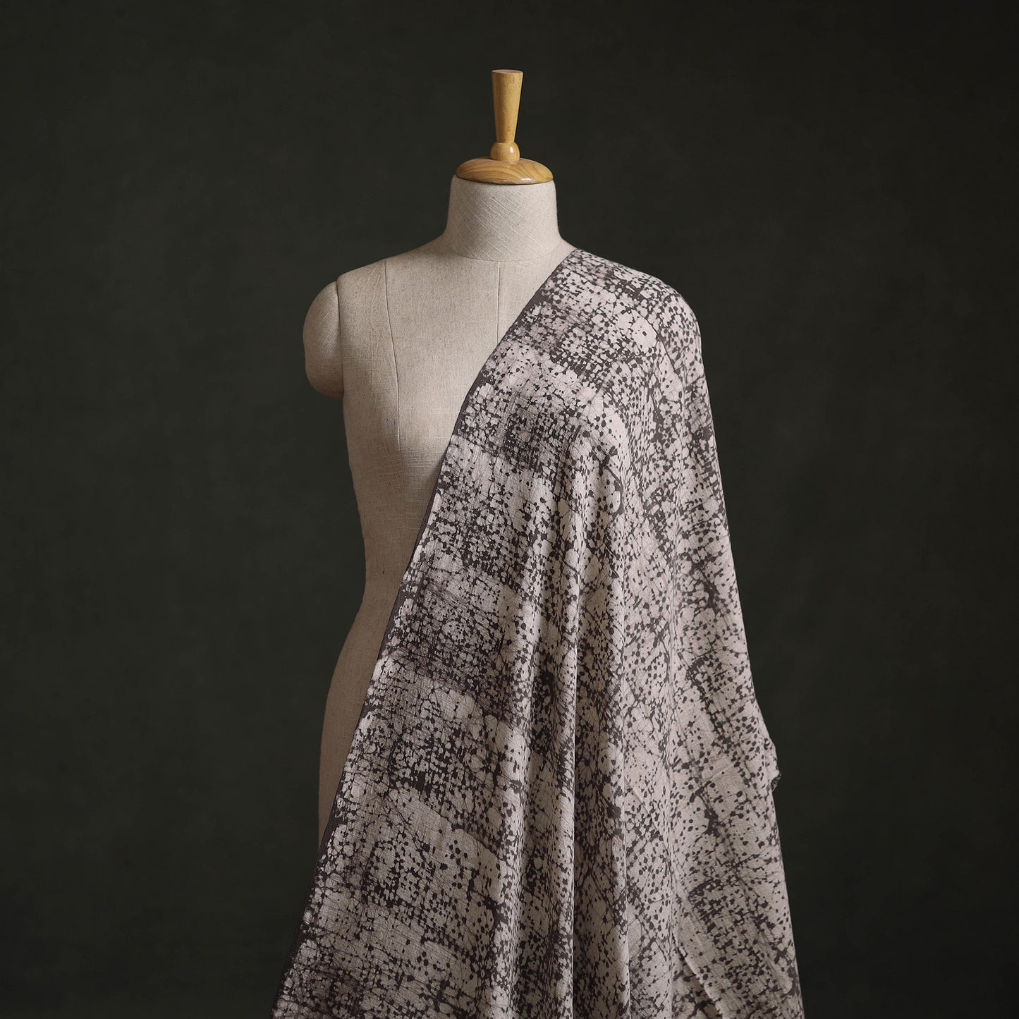 Brown - Authentic Kutch Hand Block Batik Print Pure Handwoven Natural Dyed Kala Cotton Fabric 48