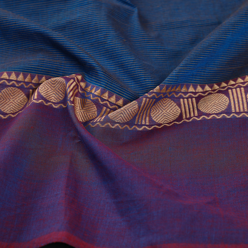 Blue - Kanchipuram Cotton Blouse Piece 13