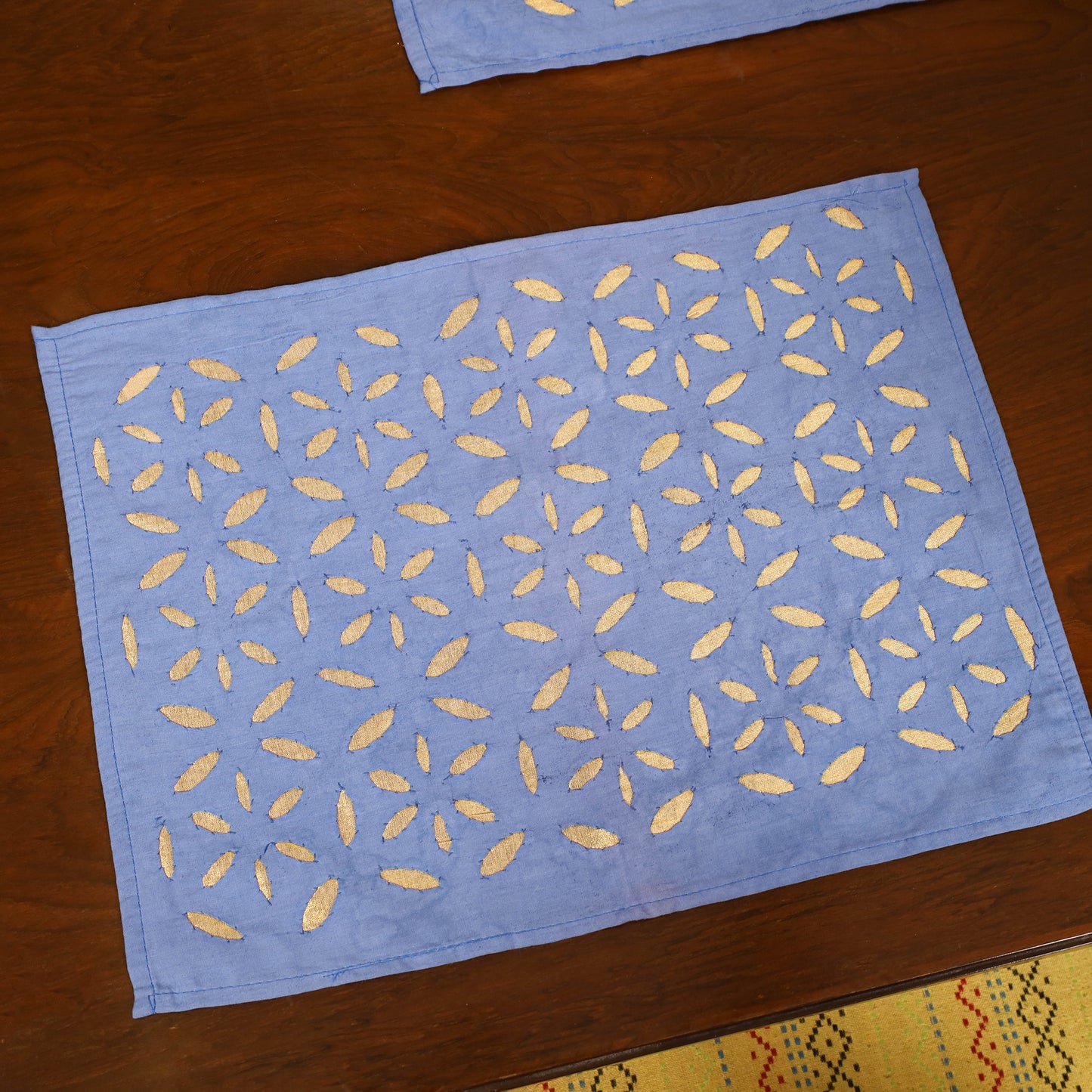 Barmer Applique Cutwork Dining Table Runner with Mat Set 49