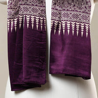 Purple - Printed Mashru Silk Ajrakh Stole 18