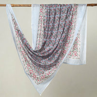 Grey - Sanganeri Block Printed Cotton Dupatta/Wrap Sarong Pareo/Beach Wear 04