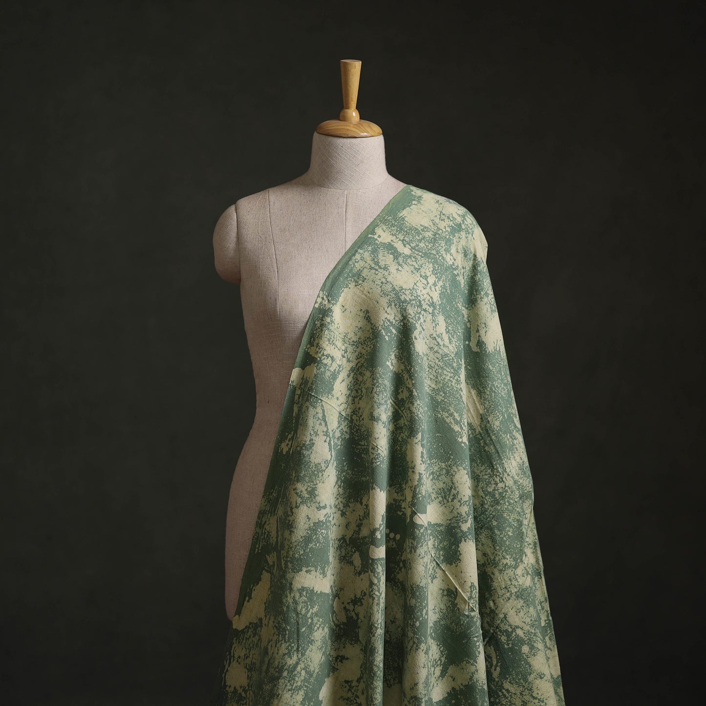 Green - Authentic Kutch Hand Block Batik Print Pure Handwoven Natural Dyed Kala Cotton Fabric 49