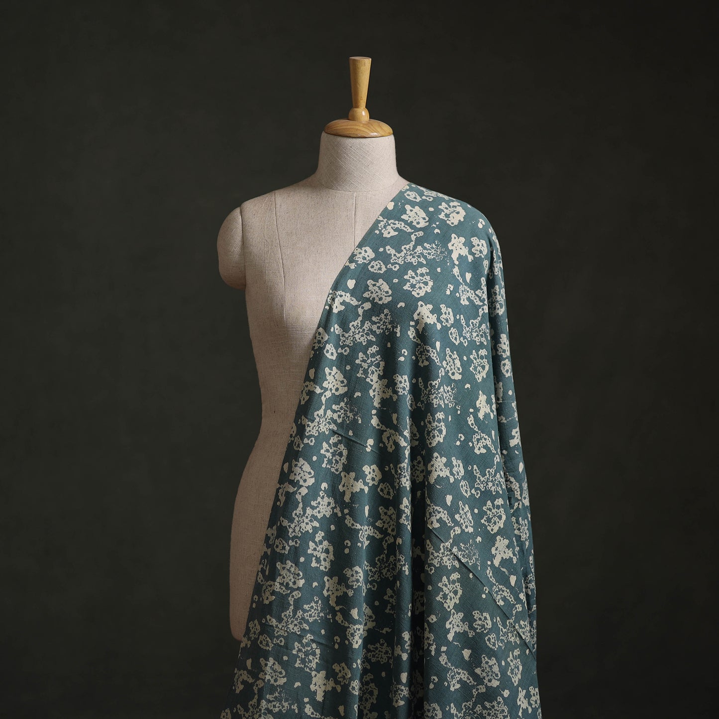 Green - Authentic Kutch Hand Block Batik Print Pure Handwoven Natural Dyed Kala Cotton Fabric 50