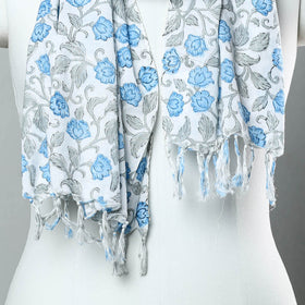  Sanganeri Block Printed Cotton Stole with Tassels 172 