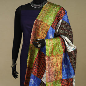 Multicolor - patchwork reversible silk bengal kantha work