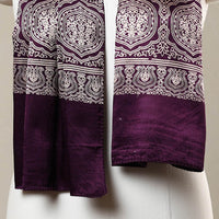 Purple - Printed Mashru Silk Ajrakh Stole 22