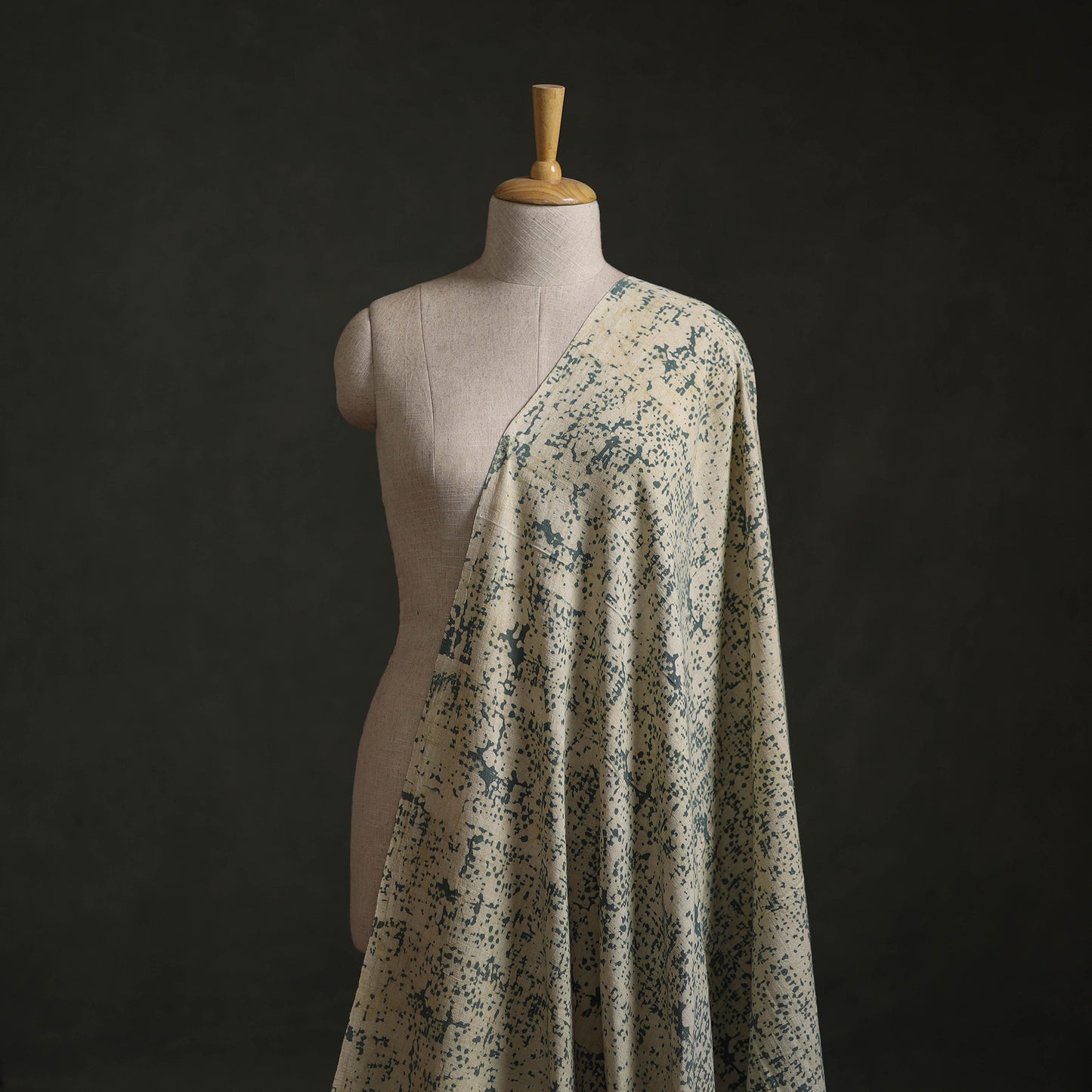 Green - Authentic Kutch Hand Block Batik Print Pure Handwoven Natural Dyed Kala Cotton Fabric 51