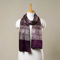 Purple - Printed Mashru Silk Ajrakh Stole 22