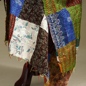 Multicolor - patchwork reversible silk bengal kantha work