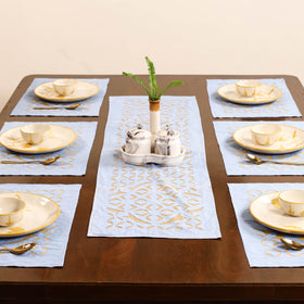 Barmer Applique Cutwork Dining Table Runner with Mat Set 51