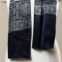 Blue - Printed Mashru Silk Ajrakh Stole 24