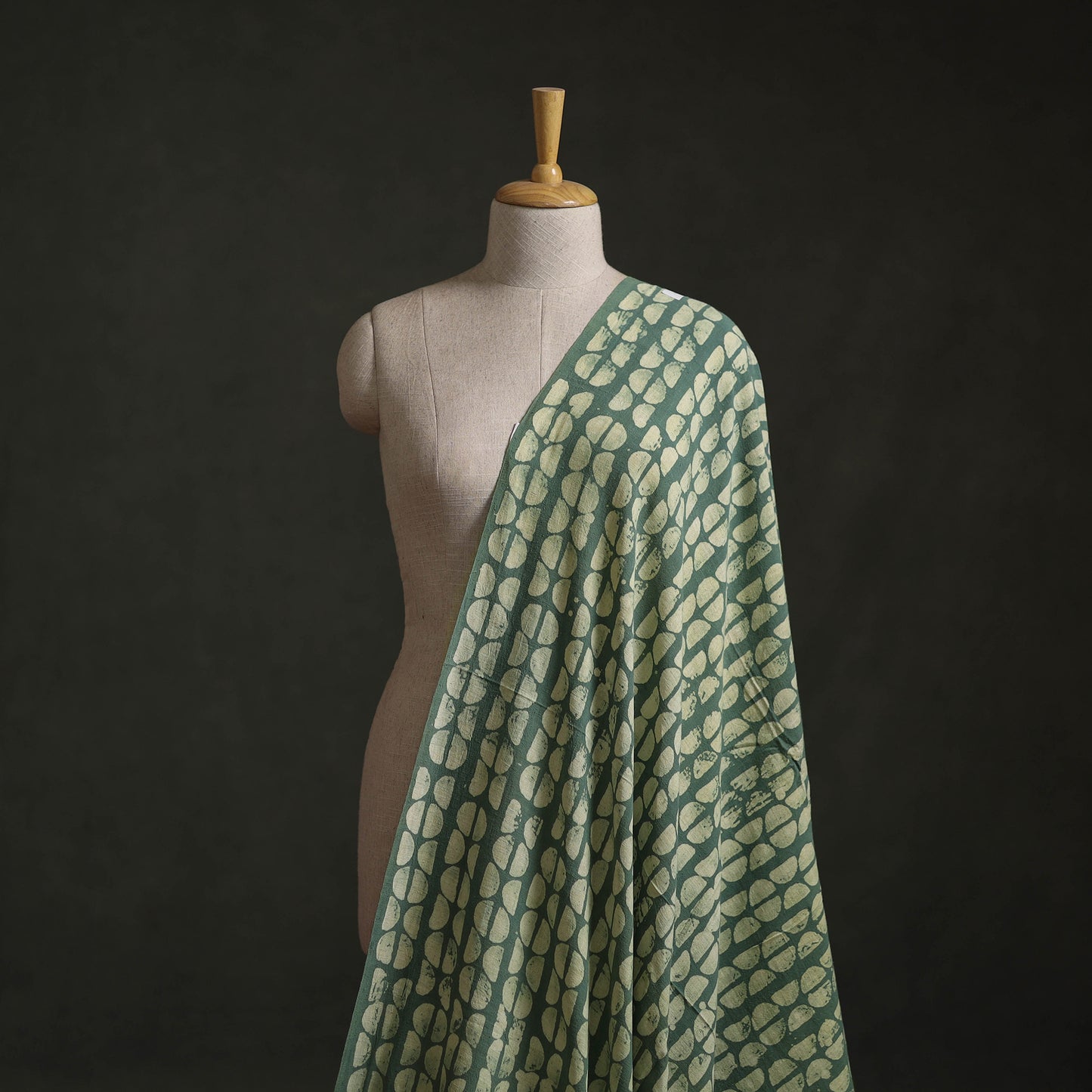 Green - Authentic Kutch Hand Block Batik Print Pure Handwoven Natural Dyed Kala Cotton Fabric 58