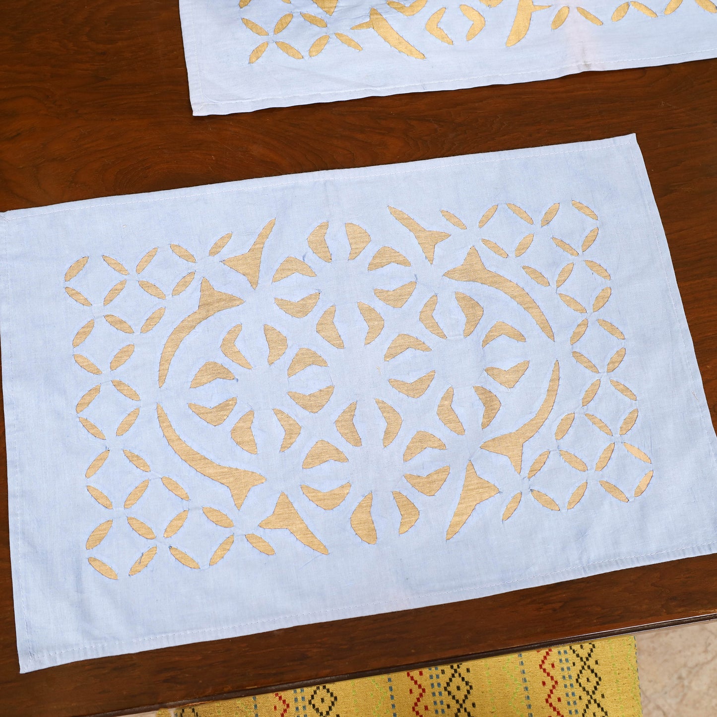 Barmer Applique Cutwork Dining Table Runner with Mat Set 51