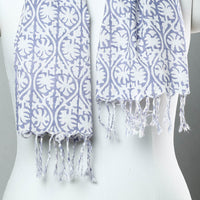 Purple - Sanganeri Block Printed Cotton Stole with Tassels 178