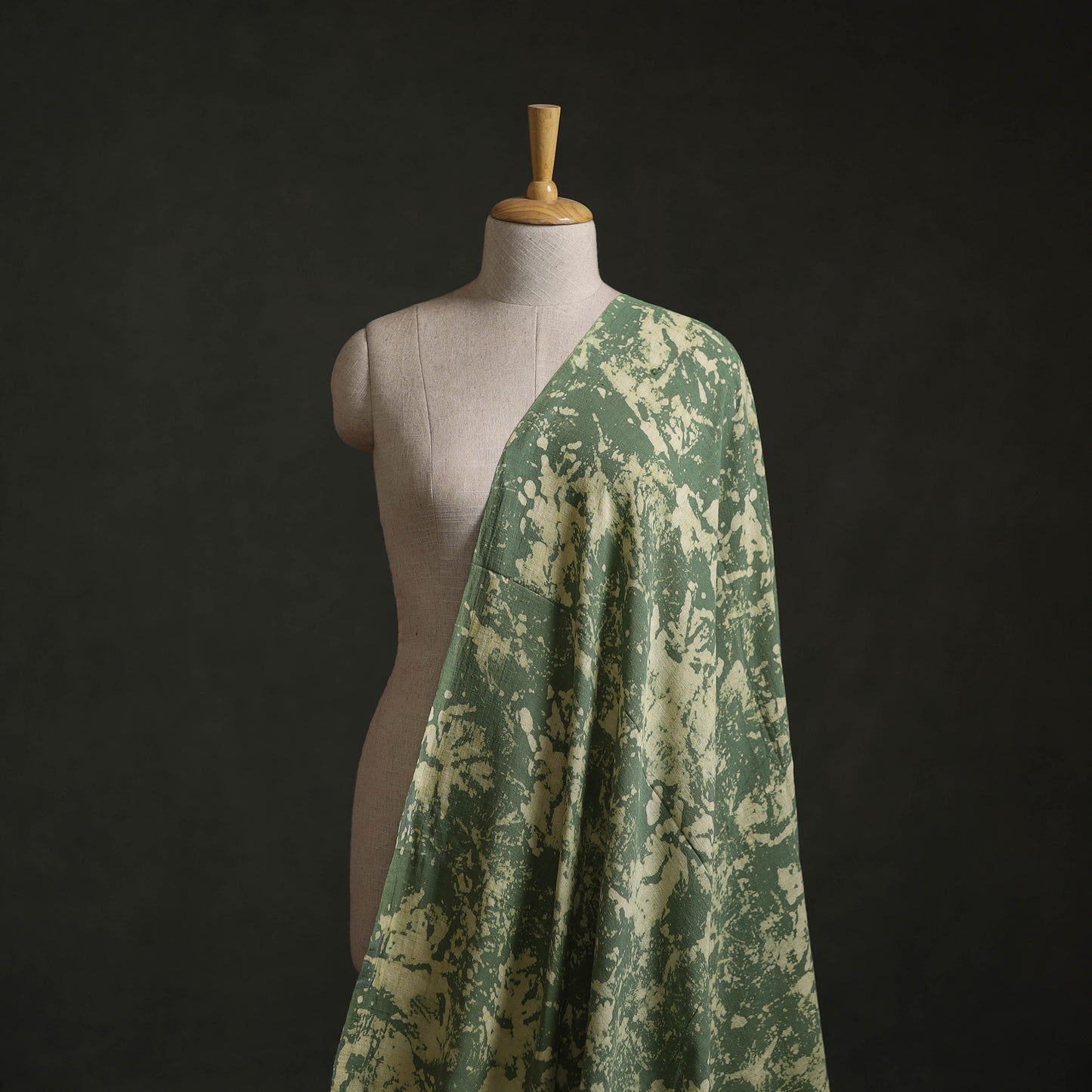 Green - Authentic Kutch Hand Block Batik Print Pure Handwoven Natural Dyed Kala Cotton Fabric 54