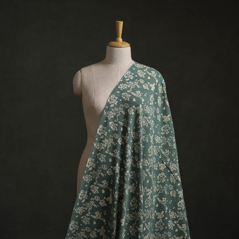Green - Authentic Kutch Hand Block Batik Print Pure Handwoven Natural Dyed Kala Cotton Fabric 56