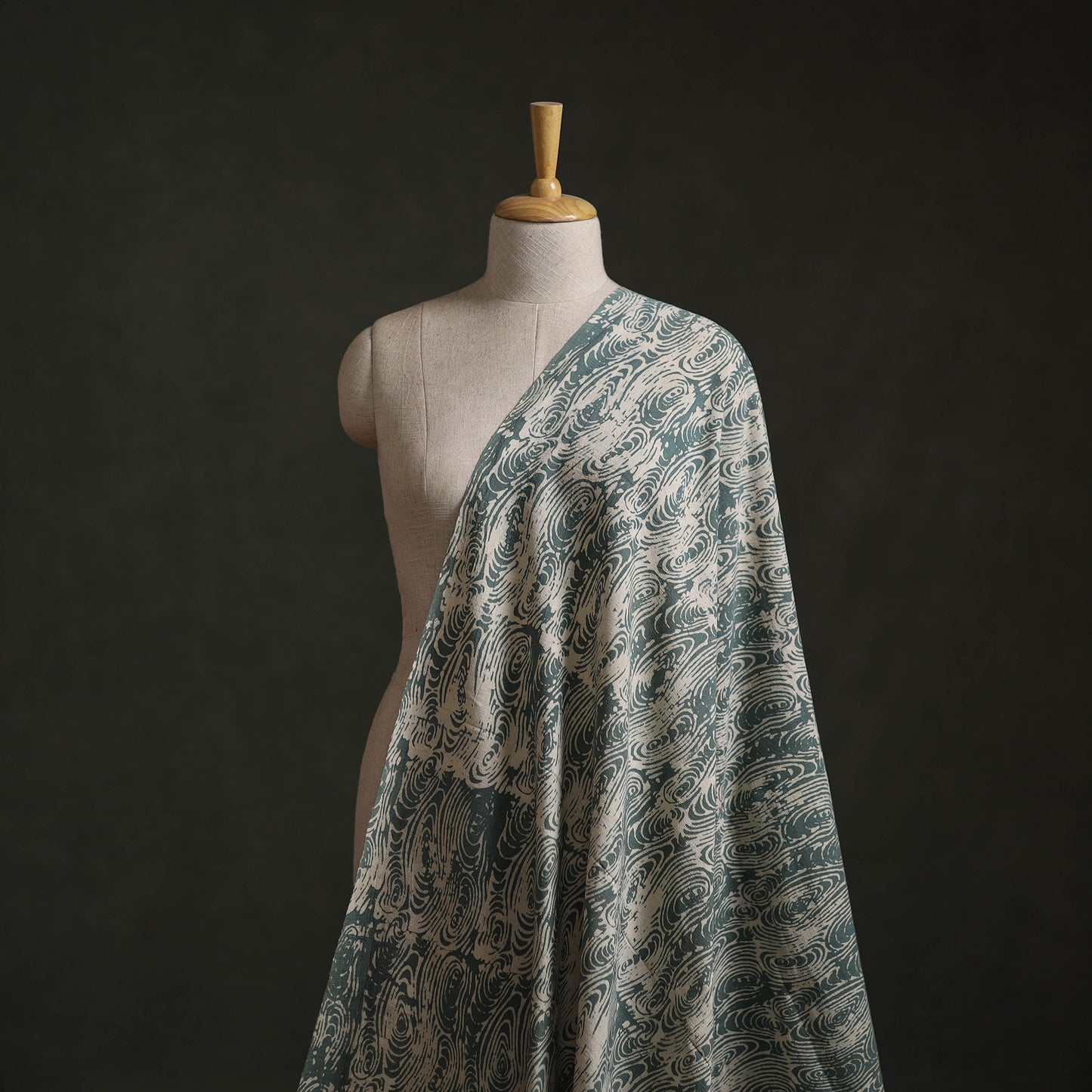 Green - Authentic Kutch Hand Block Batik Print Pure Handwoven Natural Dyed Kala Cotton Fabric 57