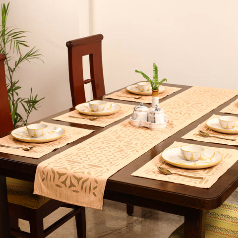 Barmer Applique Cutwork Dining Table Runner with Mat Set 53