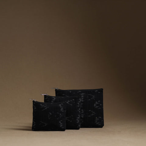 Black Handmade Cotton Multipurpose Utility Pouches (set of 3)