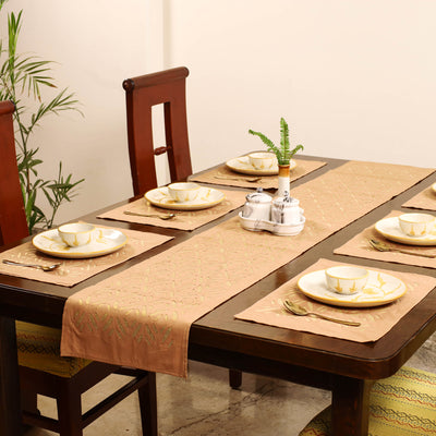 Barmer Applique Cutwork Dining Table Runner with Mat Set 54