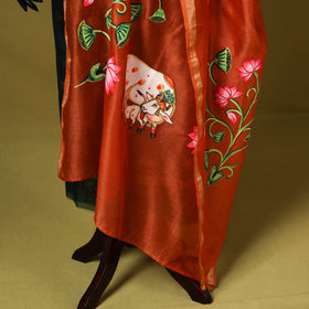 Red - chanderi silk handpainted pichwai dupatta 09