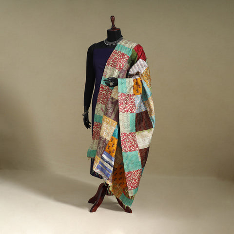 Multicolor - patchwork reversible silk bengal kantha work