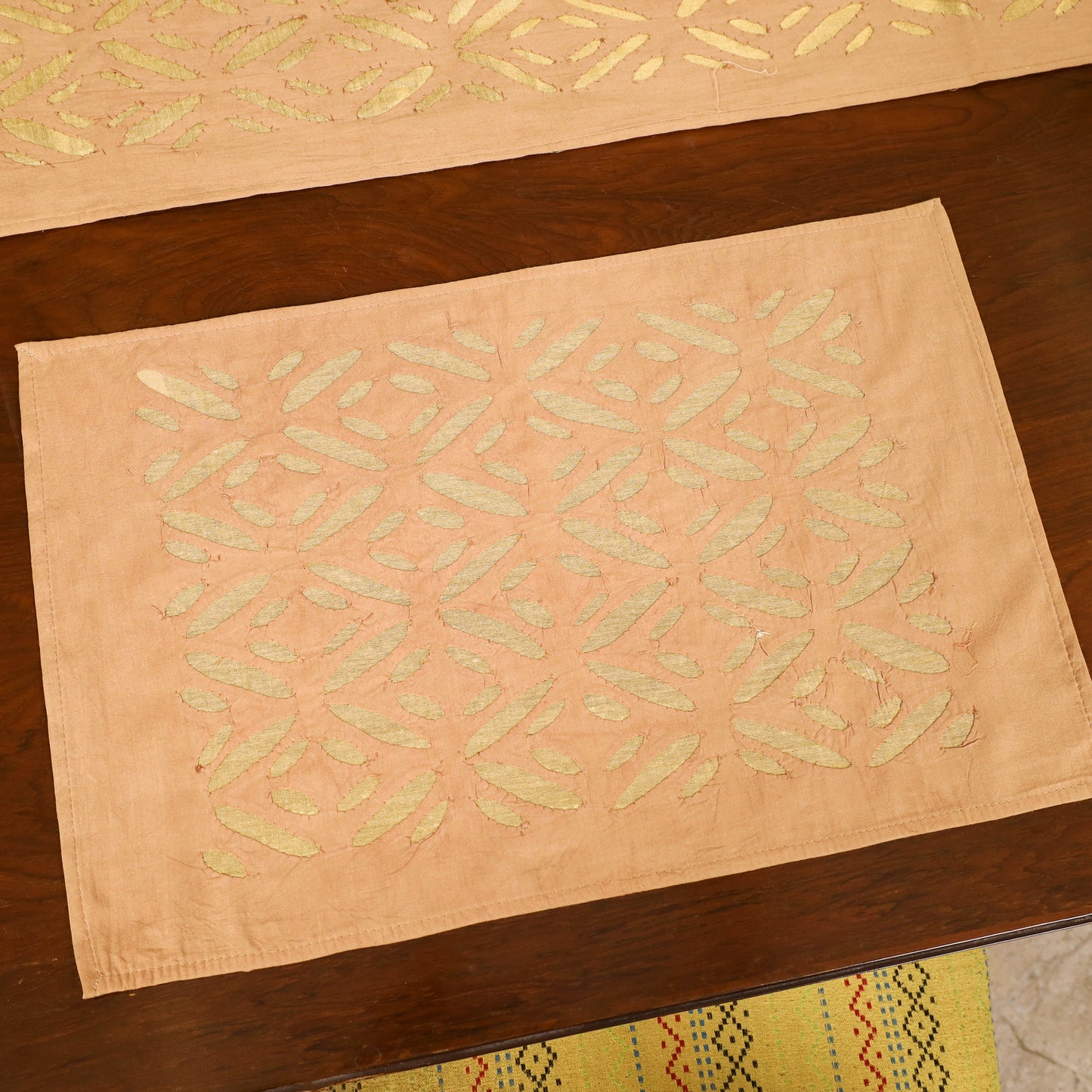 Barmer Applique Cutwork Dining Table Runner with Mat Set 54