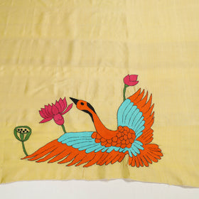 Buy Katan Silk Yellow Bengal Kantha Work Blouse Piece