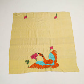 Buy Katan Silk Yellow Bengal Kantha Work Blouse Piece