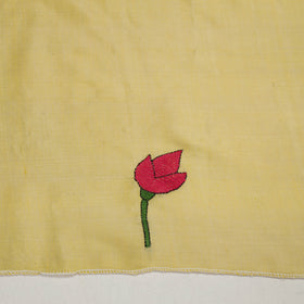 Buy Katan Silk Yellow Bengal Kantha Work Blouse Piece