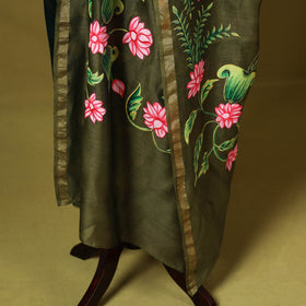 Green - chanderi silk handpainted pichwai dupatta 10